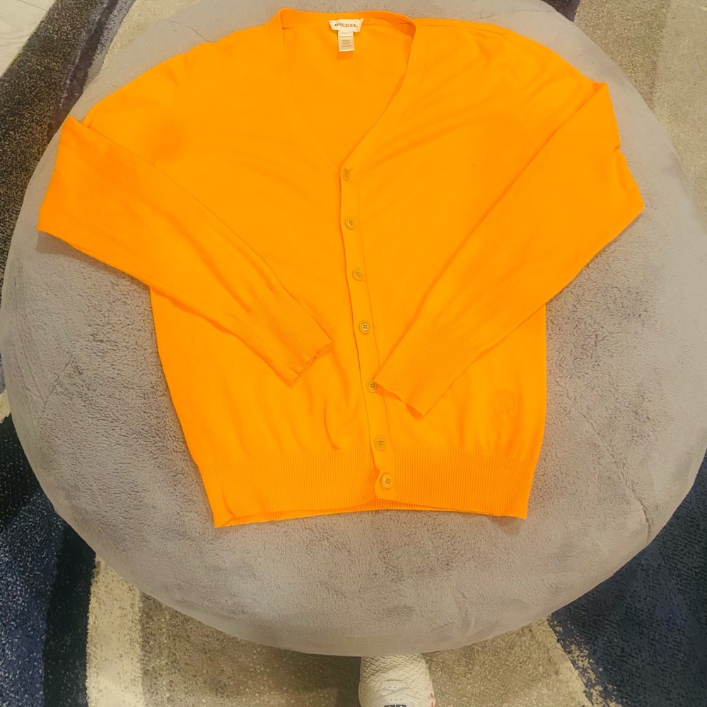 DIESEL Neon Orange Cardigan Sweater